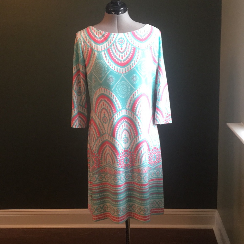 EUC Sz 10 Just Taylor 3/4 Print Dress